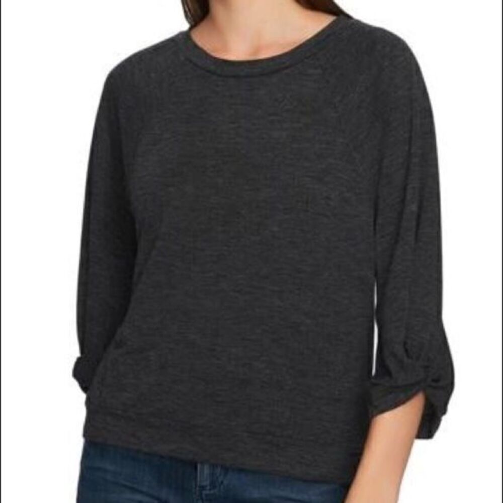 1.State Twist Knot Sleeve Crew Neck Top